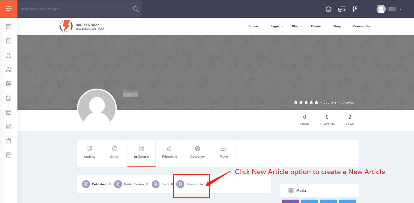 Click New Article option