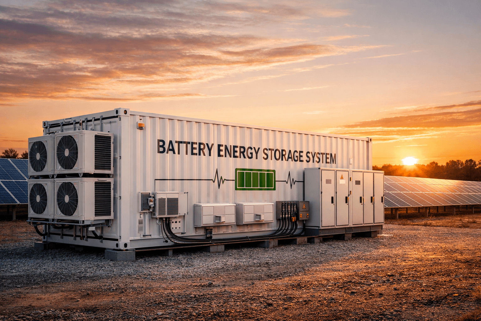 Containerized-BESS-solution - Buddies Buzz Containerized BESS battery energy storage container installed at a solar power plant